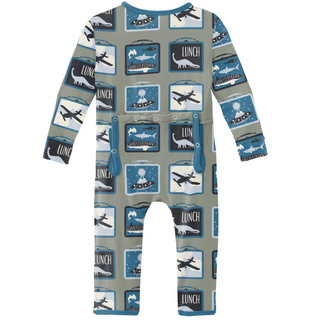 KicKee Pants Silver Sage Lunchboxes Coverall with Zipper, KicKee Pants, cf-size-12-18-months, cf-size-18-24-months, cf-type-coverall, cf-vendor-kickee-pants, CM22, Coverall, Coverall with Zip