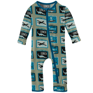 KicKee Pants Silver Sage Lunchboxes Coverall with Zipper, KicKee Pants, cf-size-12-18-months, cf-size-18-24-months, cf-type-coverall, cf-vendor-kickee-pants, CM22, Coverall, Coverall with Zip