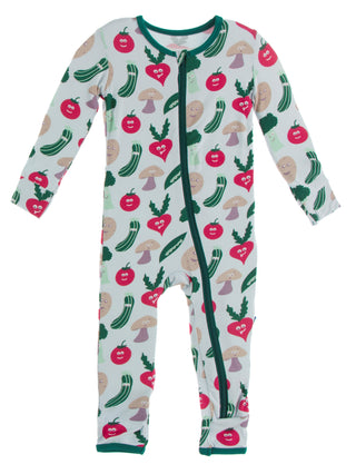 KicKee Pants Illusion Blue Happy Veggies Coverall with Zipper, KicKee Pants, CM22, Coverall, Coverall with Zipper, Illusion Blue Happy Veggies, KicKee, KicKee Pants, KicKee Pants Coverall wit