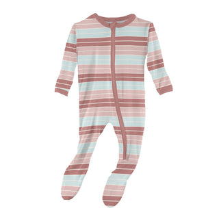 KicKee Pants Active Stripe Footie with Zipper, KicKee Pants, cf-size-0-3-months, cf-size-3-6-months, cf-type-footie, cf-vendor-kickee-pants, CM22, Footie, Footie with Zipper, KicKee, KicKee F