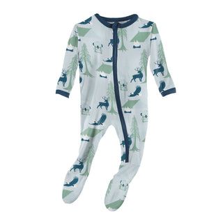 KicKee Pants Pearl Blue Wilderness Guide Footie with Zipper, KicKee Pants, cf-size-3-6-months, cf-type-footie, cf-vendor-kickee-pants, CM22, Footie, Footie with Zipper, KicKee, KicKee Footie,