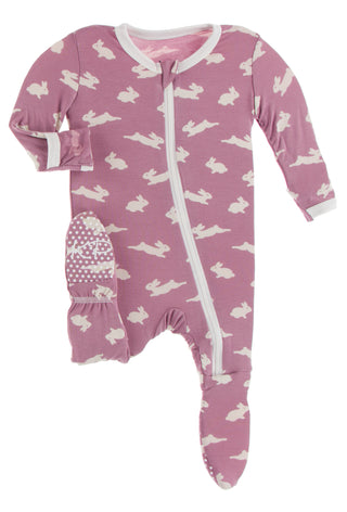 KicKee Pants Pegasus Bunny Footie with Zipper, KicKee Pants, cf-size-3-6-months, cf-type-footie, cf-vendor-kickee-pants, Easter, Easter Bunny, Easter Footie, Easter Pajamas, Footie for Easter