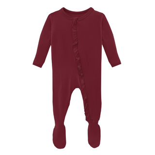 KicKee Pants Solid Wild Strawberry Classic Ruffle Footie with Zipper, KicKee Pants, cf-size-0-3-months, cf-size-3-6-months, cf-size-6-9-months, cf-type-footie, cf-vendor-kickee-pants, CM22, F