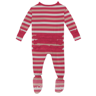 KicKee Pants Hopscotch Stripe Classic Ruffle Footie with Zipper, KicKee Pants, cf-size-0-3-months, cf-size-6-9-months, cf-type-footie, cf-vendor-kickee-pants, CM22, Footie, Footie with Zipper