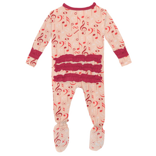 KicKee Pants Peach Blossom Music Class Classic Ruffle Footie with Zipper, KicKee Pants, cf-size-0-3-months, cf-size-3-6-months, cf-size-6-9-months, cf-type-footie, cf-vendor-kickee-pants, CM2