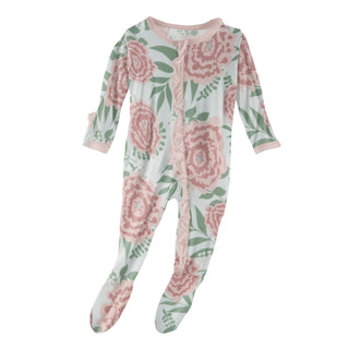 KicKee Pants Fresh Air Florist Classic Ruffle Footie with Zipper, KicKee Pants, cf-size-6-9-months, cf-type-footie, cf-vendor-kickee-pants, CM22, Footie, Footie with Zipper, KicKee, KicKee Fo