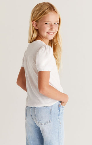 Z Supply Girls Carrie Slub Top - White, Z Supply, CM22, JAN23, Top, Tween Girl, tween girls, Tween Girls Clothing, Z Supply, Z Supply Girls, Z Supply Girls Carrie Slub Top, Z Supply Girls Top