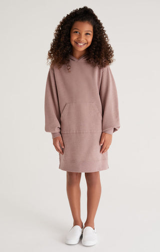 Z Supply Girls Aiden Hoodie Dress - Lite Cola, Z Supply, cf-size-medium-10-12, cf-size-small-7-8, cf-type-dresses, cf-vendor-z-supply, JAN23, Lite Cola, Top, Tween Girl, tween girls, Tween Gi