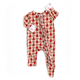 Gigi and Max Francis Ruffle Zip One Piece, Gigi and Max, All Things Holiday, Bamboo Pajama, cf-size-3m-0-3m, cf-size-9m-6-9m, cf-type-pajamas, cf-vendor-gigi-and-max, Christmas, Christmas Foo