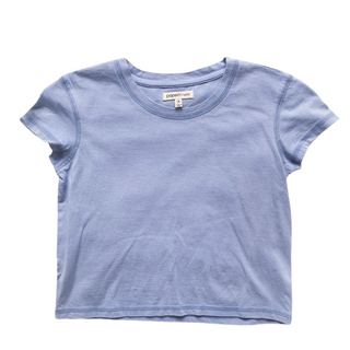 Paper Flower Cashmere Blue Cold Pigment Dye S/S Crop Tee, Paper Flower, Blue, cf-size-large-12, cf-size-xlarge-14, cf-type-tee, cf-vendor-paper-flower, Crop Tee, JAN23, Paper Flower, Paper Fl