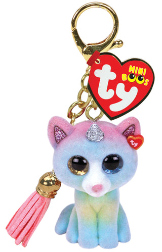 Ty Mini Boo Collectible Clip - Heather the Cat, Ty Inc, Beanie Boo, Beanie Boos, Keychain, Mini Boo, Stocking Stuffer, Stocking Stuffers, Toy, Ty, Ty Beanie Boo, Ty Beanie Boo Collectible Cli