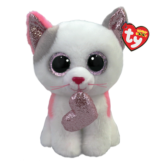 Ty Milena Cat w/ Heart Beanie Boo, Ty Inc, Beanie, Beanie Boo, Ty Beanie Boo, Ty Milena Cat w/ Heart Beanie Boo, ty valentine, Ty Valentines Day, Valentine's Day, Valentines, Beanie Boo - Bas