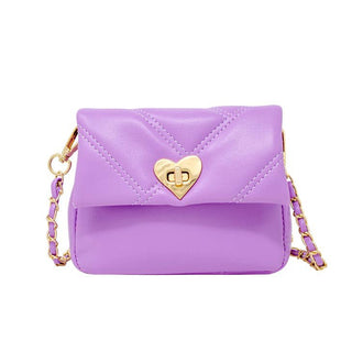 Zomi Gems Quilted Soft Heart Lock Purse - Purple, Zomi Gems, Girl gifts, Heart Handbag, Heart Purse, Hearts, Purple, Tiny Treats, Valentine, Valentine's Day, Valentines, Zomi Gems, Zomi Gems 