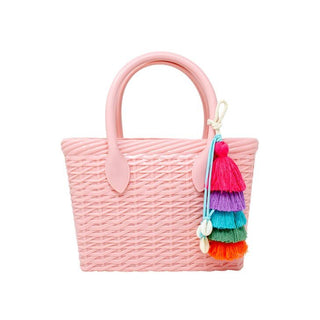 Zomi Gems Jelly Weave Tote Bag - Pink, Zomi Gems, Handbag, Jelly Tote Bag, Pink, Purse, Seashell, Tiny Treats, Zomi Gems, Zomi Gems Handbag, Zomi Gems Jelly Tote Bag w/Tassel, Zomi Gems Jelly