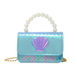 Zomi Gems Shiny Seashell Pearl Handle Handbag - Blue, Zomi Gems, Bow Handbag, Handbag, Mermaid, Mermaid Handbag, Mermaids, Purse, Tiny Treats, Zomi Gems, Zomi Gems Handbag, Zomi Gems Purse, Z