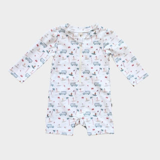 Babysprouts Rashguard in Surf, Babysprouts, Babysprouts, Babysprouts Rashguard, Long Sleeve rashguard, One Piece Rashguard, Rashguard, SS23, Surf Print, Rashguard - Basically Bows & Bowties