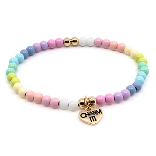 Charm It! 4mm Gold Pastel Stretch Bead Bracelet, Charm It!, Bracelet, cf-type-bracelets, cf-vendor-charm-it, Charm Bracelet, Charm It!, Charm It! 4mm Gold Pastel Stretch Bead Bracelet, Charm 