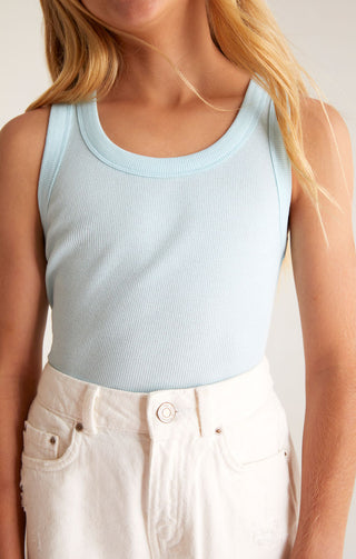 Z Supply Girls Oaklynn Rib Tank - Iced Turquoise, Z Supply, CM22, JAN23, Top, Tween Girl, tween girls, Tween Girls Clothing, Z Supply, Z Supply Girls, Z Supply Girls Iced Turquoise, Z Supply 