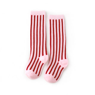 Little Stocking Co Knee High Socks - Candy Stripe, Little Stocking Co, All Things Holiday, Candy Cane Stripe, Christmas, Christmas Socks, Fall 2021, Holiday, Little Stocking Co, Little Stocki