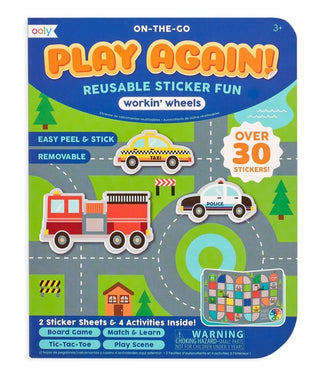 Ooly Play Again Mini On-The-Go Activity Kit - Working Wheels, Ooly, Activity Book, EB Boy, EB Boys, Ooly, Ooly Play Again Mini On-The-Go Activity Kit - Working Wheels, Reuable Sticker Book, S