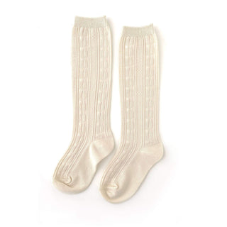 Little Stocking Co Knee High Socks - Vanilla Cream, Little Stocking Co, Cable Knit Knee High, Cable Knit Knee High Socks, cf-size-1-5-3y, cf-size-4-6y, cf-size-6-18-months, cf-size-7-10y, cf-