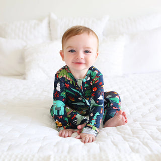 Gigi and Max Dillon Dino Zip One Piece, Gigi and Max, All Things Holiday, Bamboo Pajama, cf-size-6m-3-6m, cf-type-pajamas, cf-vendor-gigi-and-max, Christmas, Christmas Dino, Christmas Footie,