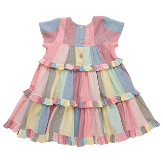 Pink Chicken Girls Daphne Dress - Multi Wide Stripe, Pink Chicken, Big Girls Clothing, Daphne Dress, Dress, Dress for Girls, Dresses for Girls, Little Girls Clothing, Little Girls Dress, Litt