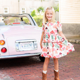 Pink Chicken Girls Julesy Dress - Vintage Hearts, Pink Chicken, cf-size-2y, cf-size-3y, cf-size-4y, cf-size-5y, cf-size-6y, cf-type-dress, cf-vendor-pink-chicken, Dress, Dress for Girls, Dres