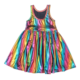 Pink Chicken Girls Liza Lame Dress - Dark Rainbow, Pink Chicken, Big Girls Clothing, Dark Rainbow, Dress, Dress for Girls, Dresses for Girls, Jennifer Dress, Little Girls Clothing, Little Gir