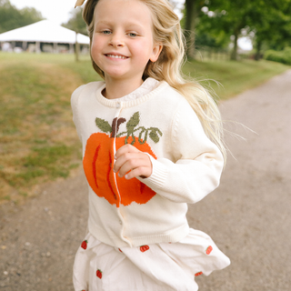 Pink Chicken Pumpkin Girls Gia Sweater, Pink Chicken, Big Girls Clothing, Gia Sweater, Halloween, Little Girls Clothing, Pink Chicken, Pink Chicken Fall 2022, Pumpkin, Sweater, Thanksgiving, 