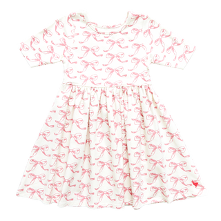 Pink Chicken Girls Organic Steph Dress - Mauveglow Bows, Pink Chicken, Big Girls Clothing, Bow Dress, Dress, Dress for Girls, Dresses for Girls, Little Girls Clothing, Little Girls Dress, Lit