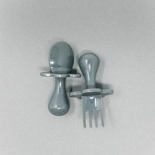 Gray Dream Grabease Fork & Spoon Set, Grabease, Baby Fork and Spoon Set, cf-type-utensils, cf-vendor-grabease, Charcoal Grey, CM22, Cyber Monday, EB Baby, First Self Feeding Utensil Set of Sp