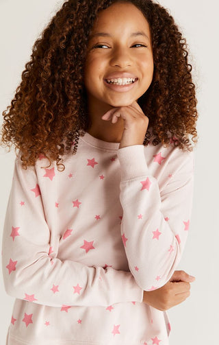 Z Supply Girls Star Modern Weekender - Pink, Z Supply, cf-size-large-12-14, cf-size-medium-10-12, cf-type-pullover, cf-vendor-z-supply, CM22, JAN23, Stars Pullover, Top, Tween Girl, tween gir