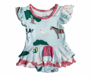 Two Peas Clothing Co E-I-E-I-O Mila Romper Dress, Two Peas Clothing Co, cf-size-0-3-months, cf-size-12-18-months, cf-size-18-24-months, cf-type-romper-dress, cf-vendor-two-peas-clothing-co, C