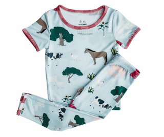 Two Peas Clothing Co E-I-E-I-O S/S Pajama Set, Two Peas Clothing Co, cf-size-2t, cf-size-5t, cf-size-6y, cf-size-7y, cf-type-pajama-set, cf-vendor-two-peas-clothing-co, CM22, eieio, Short sle