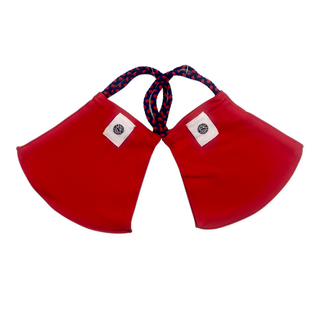 Pom Masks by Pomchies - Double Red w/Navy & Red Braid, Pomchies, Els PW 11399, Face Mask, Face Mask by Pomchies, Face Mask for Adults, Face Mask Pomchie, Mask, Pocmhies Face Mask, POM MASKS, 