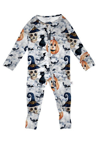 Hanlyn Collective Spooktacular Rompsie w/Zipper, Hanlyn Collective, cf-size-18-24-months, cf-type-romper, cf-vendor-hanlyn-collective, CM22, Ghost, Halloween, Halloween Pajamas, Halloween Spo