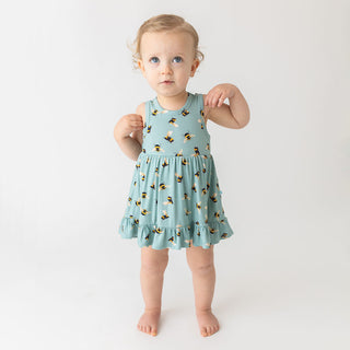 Posh Peanut Spring Bee Racerback Twirl Bodysuit Dress, Posh Peanut, cf-size-3-6-months, cf-type-dress, cf-vendor-posh-peanut, Posh Peanut, Posh Peanut Racerback Twirl Bodysuit Dress, PPSS23, 