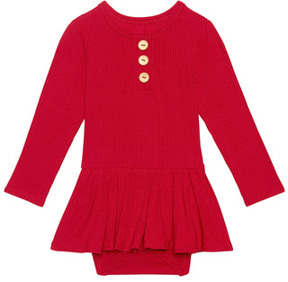 Posh Peanut Solid Ribbed Crimson L/S Henley Twirl Skirt Bodysuit, Posh Peanut, cf-size-3-6-months, cf-type-twirl-skirt-bodysuit, cf-vendor-posh-peanut, Posh Peanut, Posh Peanut Dress, Posh Pe