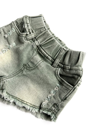 Little Bipsy Girl's Cut Off Denim Shorties - Green Wash, Little Bipsy Collection, Baja Collection, cf-size-12-18-months, cf-size-3-6-months, cf-size-3t-4t, cf-type-shorts, cf-vendor-little-bi