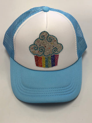 Bari Lynn Rhinestone Rainbow Cupcake Trucker Hat, Bari Lynn, Bari Lynn, bari Lynn trucker Hat, bling, cupcake, hat, rhinestone, rhinestone cupcake, Trucker Hat, tween, tween gift, tween girls