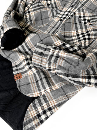 Little Bipsy Flannel Shacket - Ash, Little Bipsy Collection, Ash, CM22, Daddy + Me, Daddy and Me, Flannel, Flannel Shacket, Hooded Flannel, JAN23, Little Bipsy, Little Bipsy Collection, Littl