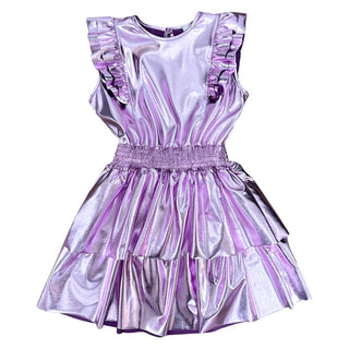 Little Mass Pink Metallic Dress wirh Ruffle Sleeve and Multi Ruffle Skirt, Little Mass, cf-size-2t, cf-type-dresses, cf-vendor-little-mass, Dress, JAN23, Little Mass, Little Mass Dress, Littl