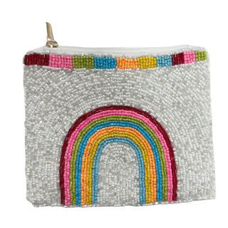 Beaded Rainbow Large Zipper Pouch, Basically Bows & Bowties, Beaded Coin Purse, cf-type-coin-purse, cf-vendor-basically-bows-&-bowties, Rainbow, Stocking Stuffer, Stocking Stuffers, Zipper Po