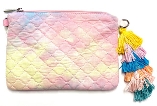 Bari Lynn Rainbow Quilted Crossbody/Clutch with Tassel - Pastel Tie Dye, Bari Lynn, Bari Lynn, Bari Lynn Crossbody Bag, Bari Lynn Pastel Tie Dye Rainbow Quilted Crossbody/Clutch with Tassel, 