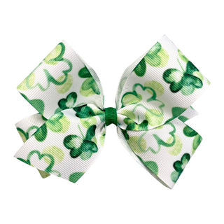 Medium Watercolor Shamrock Hair Bow on Clippie, Basically Bows & Bowties, Basically Bows & Bowties, basically bows and bowties hair bow xlarge, cf-type-hair-bow, cf-vendor-basically-bows-&-bo