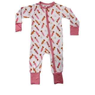 In My Jammers Pink Carrot Zipper Romper, In My Jammers, Bamboo, Bamboo Pajamas, cf-size-0-3-months, cf-size-18-24-months, cf-size-6-9-months, cf-size-9-12-months, cf-type-pajamas, cf-vendor-i