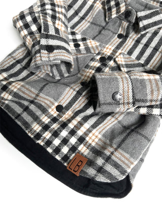 Little Bipsy Flannel Shacket - Ash, Little Bipsy Collection, Ash, CM22, Daddy + Me, Daddy and Me, Flannel, Flannel Shacket, Hooded Flannel, JAN23, Little Bipsy, Little Bipsy Collection, Littl