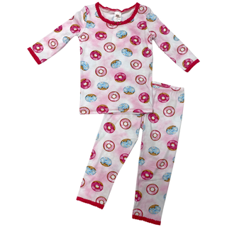 Esme Donuts 3/4 Sleeve Top & Legging Set, Esme, Donut Pajamas, Donuts, Esme, Esme Donut Pajamas, Esme Donuts, Esme Donuts 3/4 Sleeve Top & Legging Set, Esme Donuts with Fuchsia 3/4 Sleeve Top