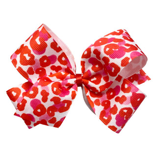 Red & Pink Leopard Hair Bow on Clippie, Basically Bows & Bowties, Basically Bows & Bowties, basically bows and bowties hair bow xlarge, Hair Bow, Hair Bows, Made in the USA, Red & Pink Leopar